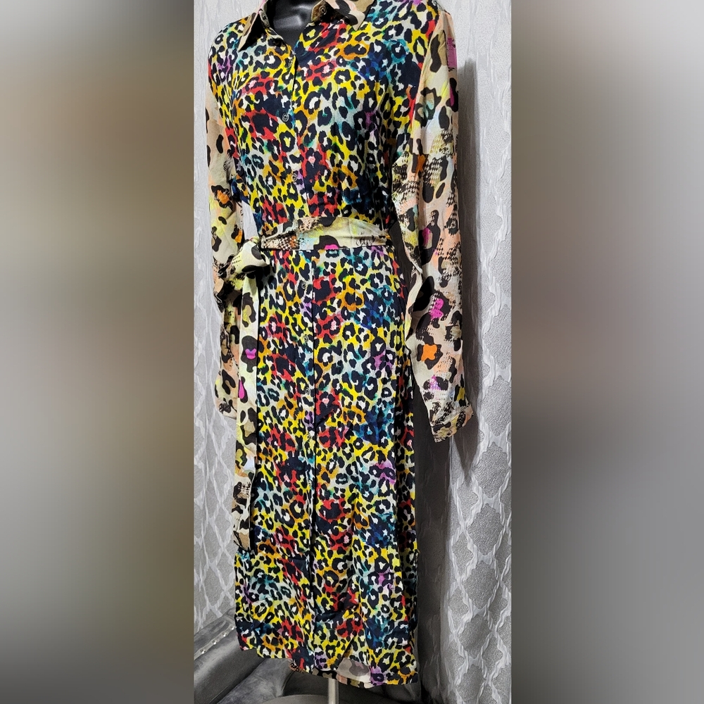 Anthropologie | Blank London | Multi-Pattern Long Sleeve Collar Shirt Dress